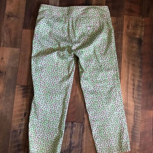 Lilly Pulitzer green pink pixie cropped capri pants  slacks sz 6 - Picture 4 of 7
